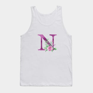 Floral Monogram N Beautiful Rose Bouquet Tank Top